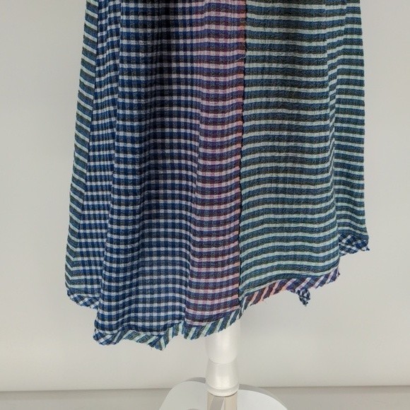 Maeve Anthropologie Waverly Gingham Plaid Blue Purple One Shoulder Dress Size 8 - Picture 4 of 15